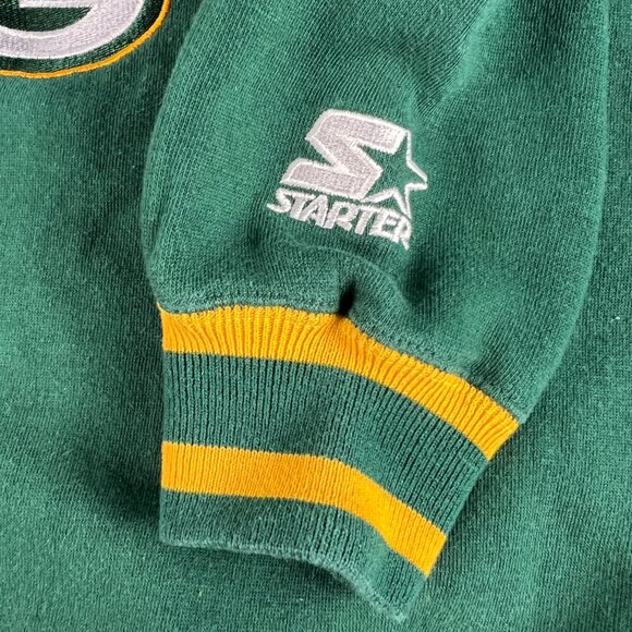 VTG Starter NFL Green Bay Packers Sweatshirt Medium Green Embroidered Crewneck - Picture 5 of 15